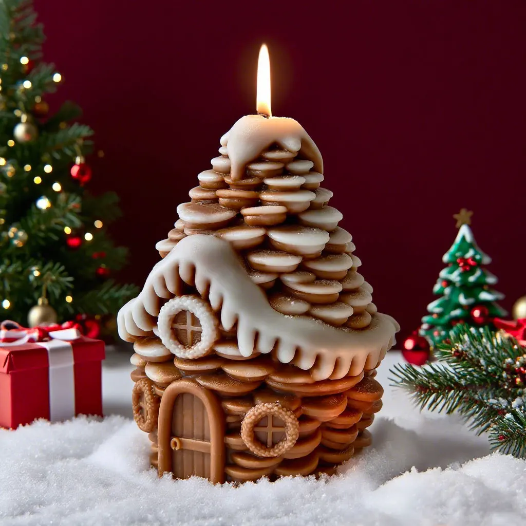DIY Christmas Candle Mold Pinecone Snow House Silicone Mold for Handmade Soy Wax Candle... - SKU DCCM1845 - UGI Packaging
