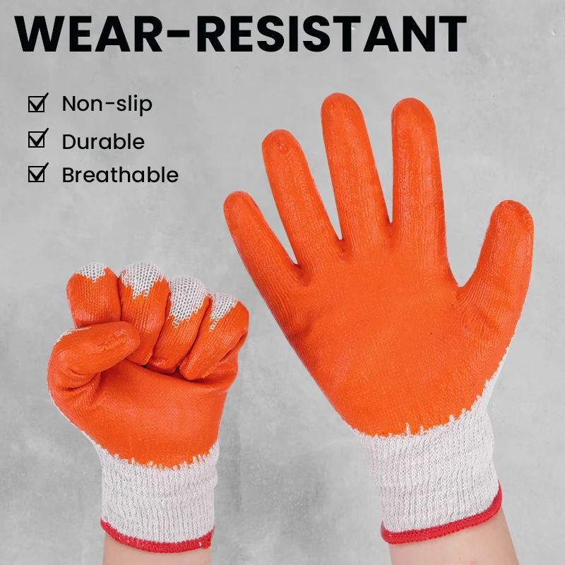 Duro Crinkle Latex Rubber Hand Coated Safety Work Gloves for Men Women  General Multi Use Construction Warehouse Gardening Assembly Landscaping