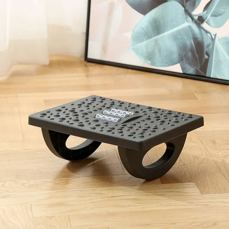 Descanso de pés ergonômico sob a mesa com rolos de massagem – Banco de pés portátil para casa e escritório