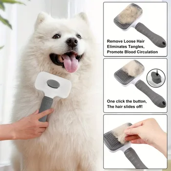 2-in-1 Pet Grooming Brush - Massaging Deshedder with Easy Cleanup 4