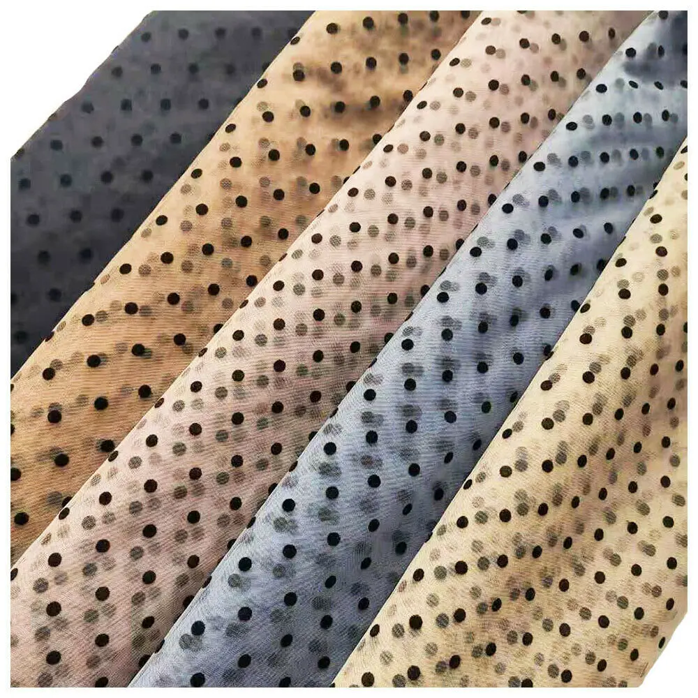 Glitter Spots Flock Mesh, Black