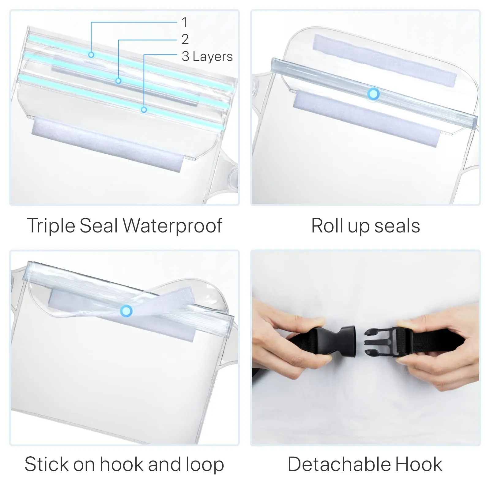 Waterproof Phone Pouch Adjustable Waist Strap Dry Bag Keep Phone Valuables Safe Beach Swimming Kayaking Boating Fishing