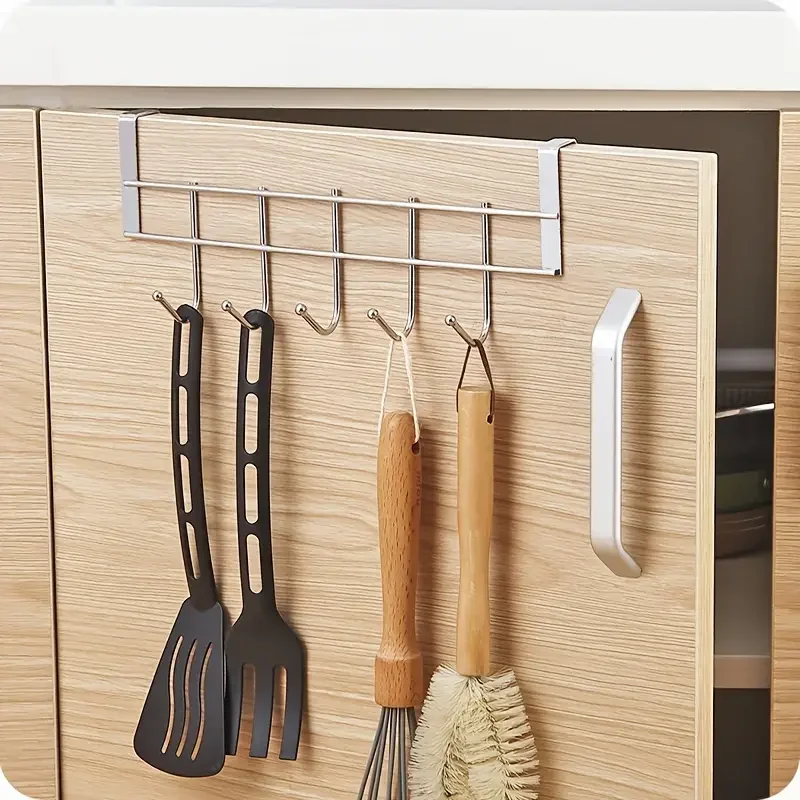 Cabinet hooks stainless steel 5-hook punch free strong and durable for shower doors and closet 1Pcs