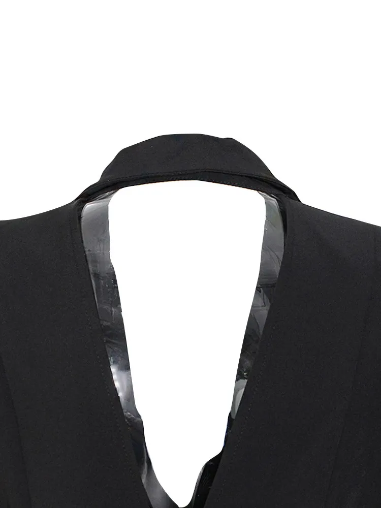 TWOTWINSTYLE Colorblock Elegant Blazers For Women Notched Collar Long Sleeve Patchwork Bowknot Casual Blazer Female Fashion New