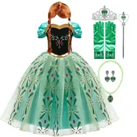 Children Halloween Costumes Baby Girl Anna Dress Frozen Kids Anna Snow Queen Cosplay Costume Girl Princess Dress 3-10 Years