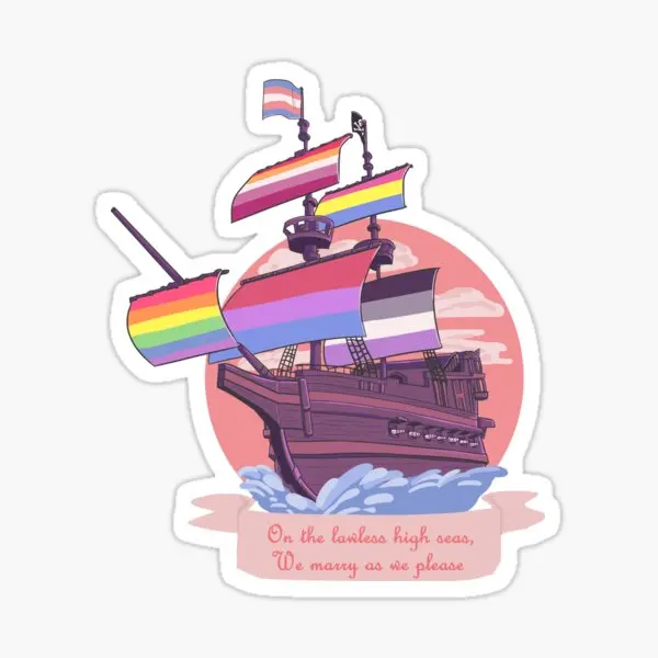 

Pride Pirate Ship 5PCS Stickers for Luggage Water Bottles Wall Decor Decorations Living Room Room Car Cartoon Bumper Funny