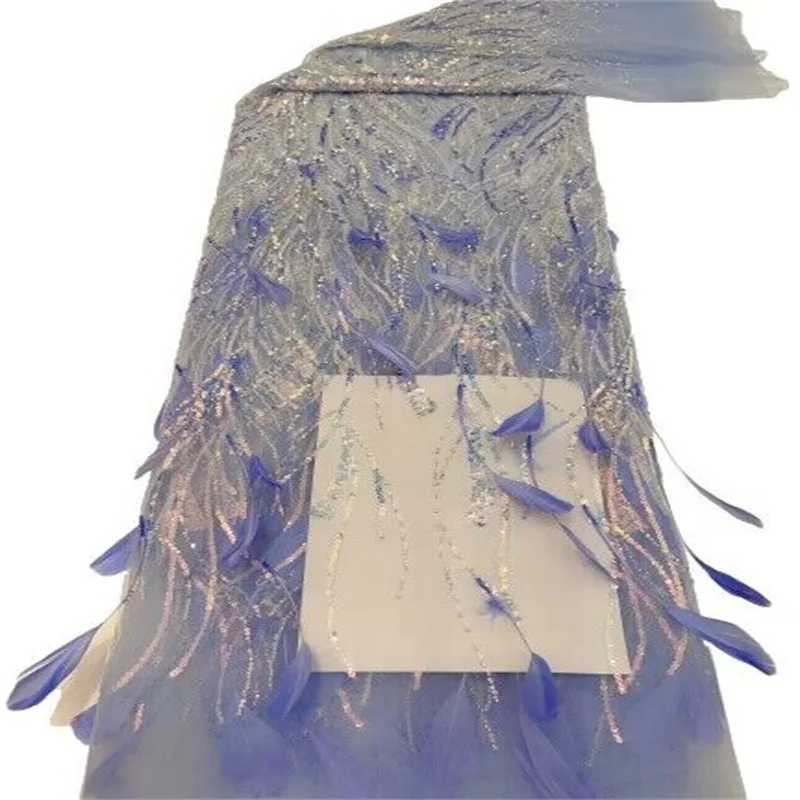 

Высококачественная французская 3D Цветочная вышивка, бусины, тюль, кружевная ткань для свадебного платья, искусственное шитье FHX9