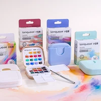 16 Colors Mini Portable Solid Watercolor Paint Set with Brush & Palette Travel Sketching Painting Box for Art Drawing Sketching 6