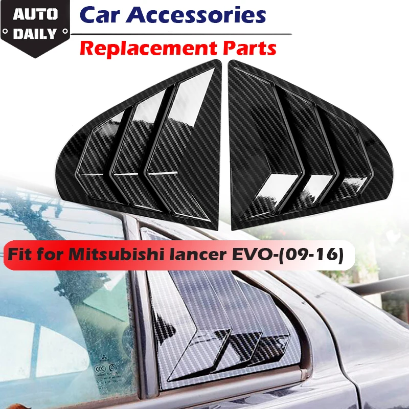 Rear Quarter Side Window Louver Shutter Trim Spoiler Outlet Vent Panel Carbon Fiber Look Fit For Mitsubishi Lancer EVO 2009-2016 1