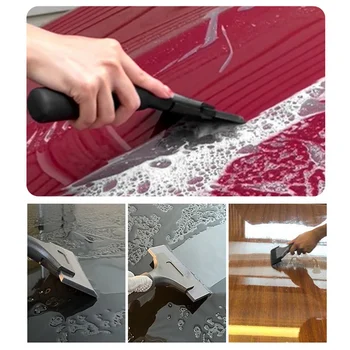 FLYY-Strumento per applicazione pellicola per auto in lega di alluminio Manico corto Raschietto in gomma morbida Pellicola per auto per bordo acqua