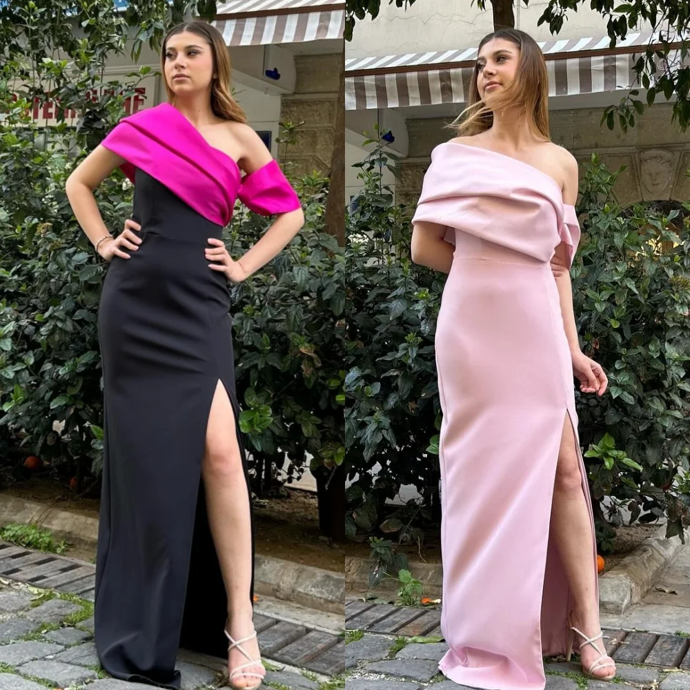 

Prom Dress Evening Saudi Arabia Jersey Draped Pleat Celebrity A-line Off-the-shoulder Bespoke Occasion Gown Long Dresses