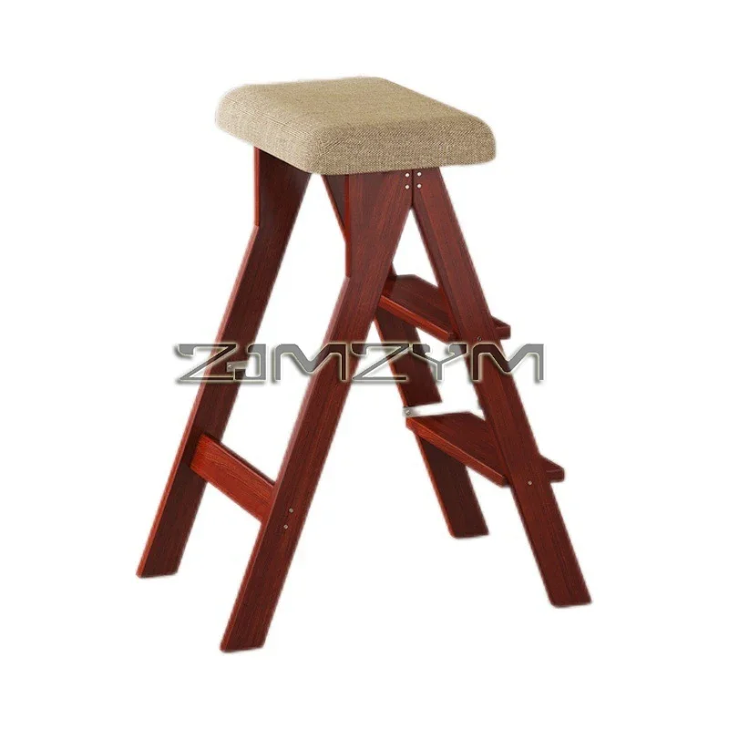 Solid Wood Step Stool Portable Kitchen Folding Stool Indoor Multifunctional Home 3 Step Ladder Folding Steps Ladder Rack folding ladder chair folding step stool telescoping ladder