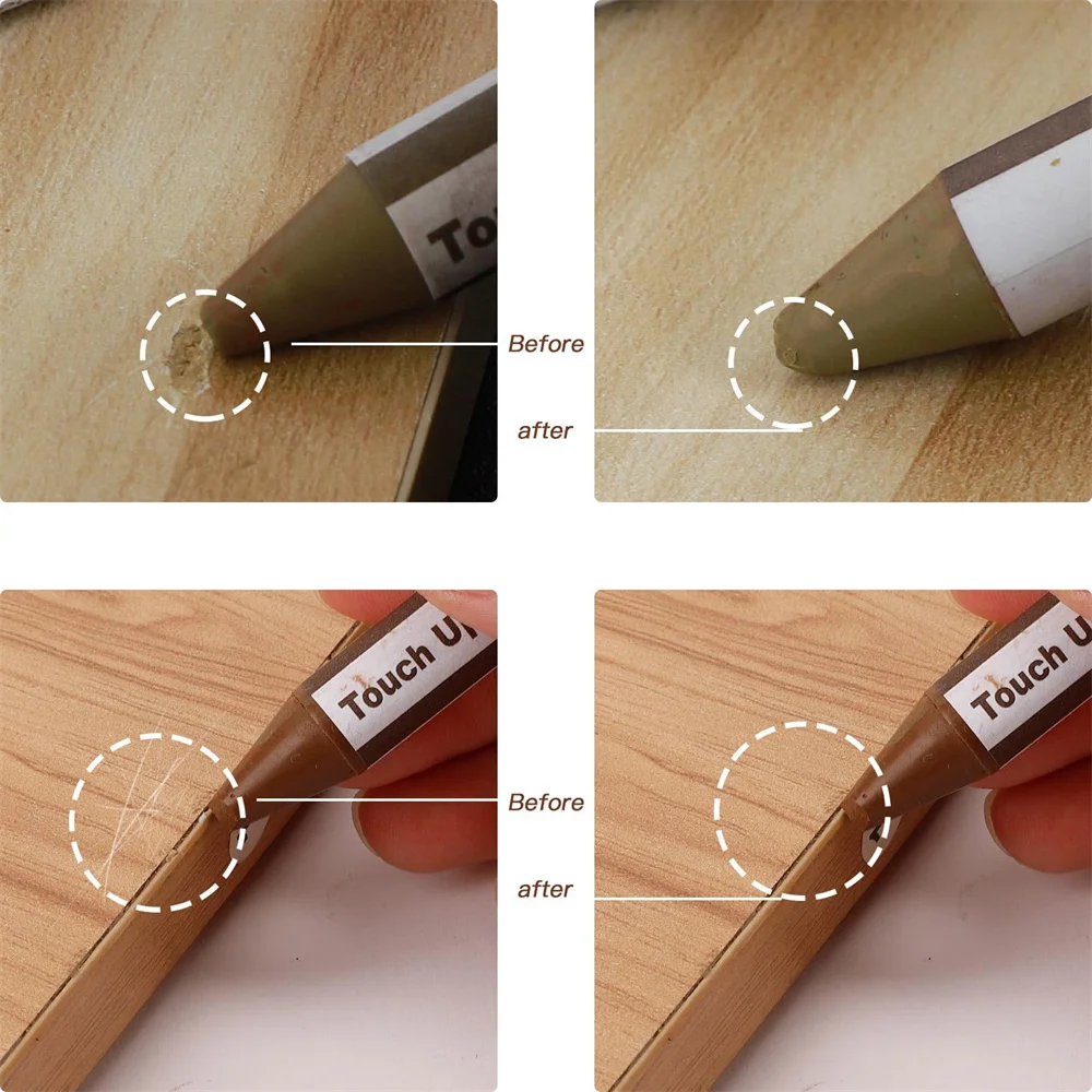 SEISSO 8 Colors Wood Filler Wax Sticks Scratch Repair with Sharpener for Furniture Floor Table Door Cabinet Holes Cracks Marks