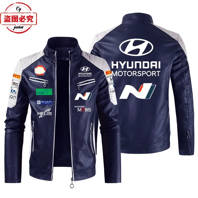Hyundai N Racing LOGOpu Leather Men's Jacket WRS Rally Hyundai N Team Uniform 3