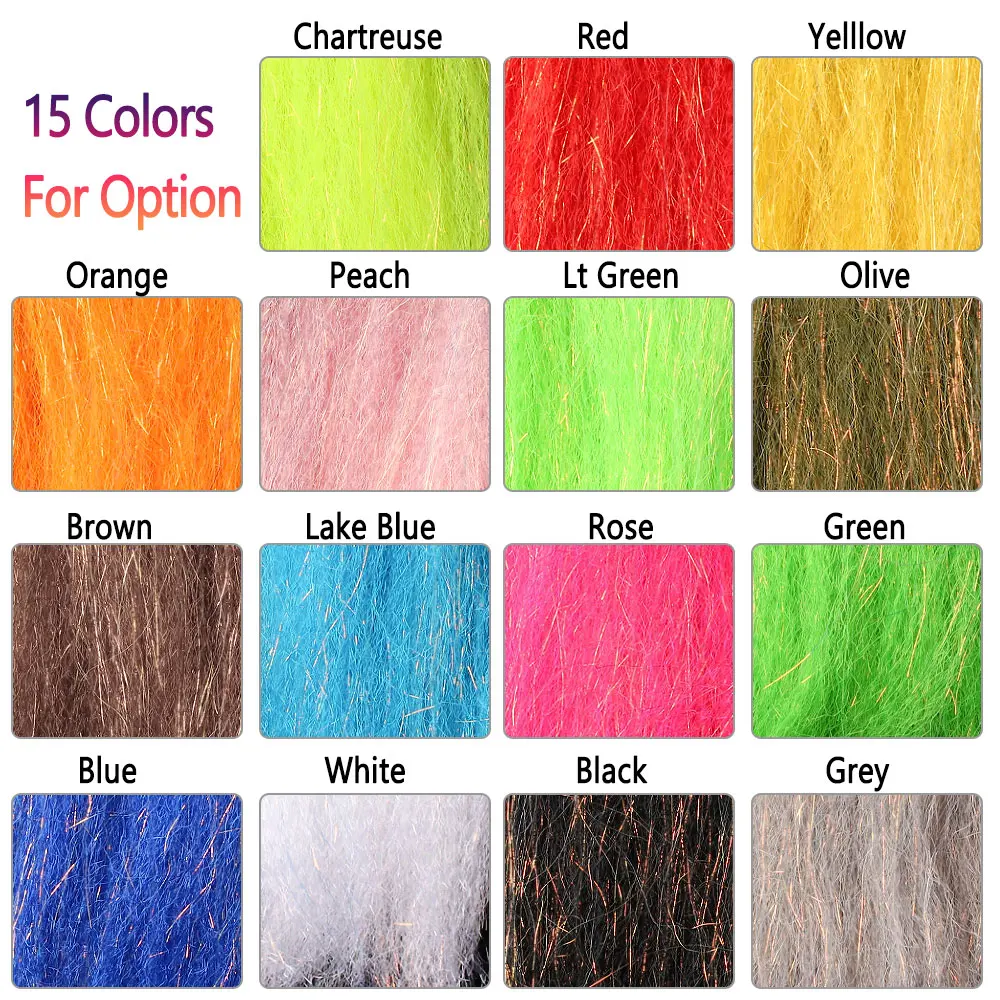1/5/15er-Pack Gekräuseltes Slinky Fiber Flash Streamer Fliegenbindematerial für Minnow Streamer Fliegen, Forellen-, Barsch- und Hecht-Angelköder – Detail 3