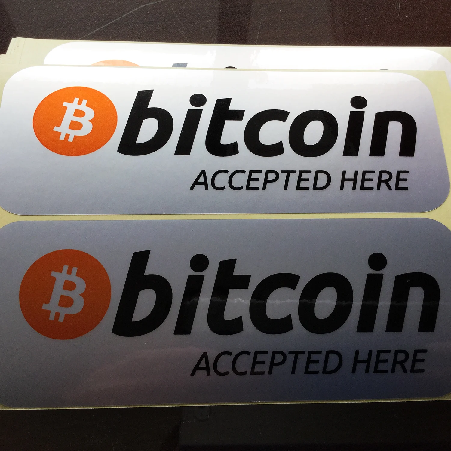 10pcs 14.5x5.5cm Bitcoin Accepted Here Label Sticker Shop Crypto Currency  Fans Reminder Water Proof Tear Resistant Silver Vinyl - AliExpress