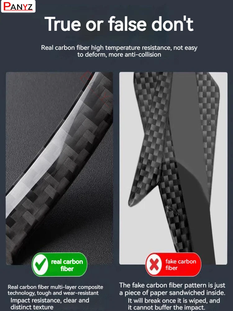 4pcs Car Door Anti-collision Strip Car Mirror Carbon Fiber Protective Tape Body Anti-scratch Stick Decorative