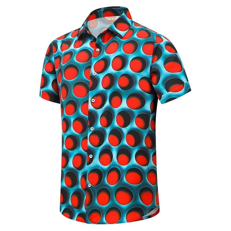 thumbnail image 1 of Camisas con estampado floral tropical en 3D para hombre, camisas y blusas hawaianas casuales de manga corta, camisa de playa con botones para hombre, 1 of 4