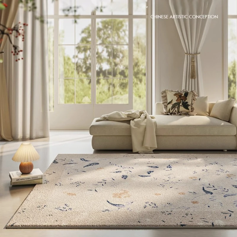 Large Living Room Carpet Modern Minimalist Floral Print Bedroom Rug Retro Light Luxury Fashion Sofa Coffee Table Mat 러그 Alfombra
