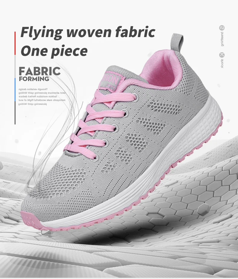 Description Picture 6 of itemFashion Woman Tennis Shoes Light Breathable Female Sport Shoes Walking Sneakers Lace-Up White Women Flats Outdoor Casual Shoes