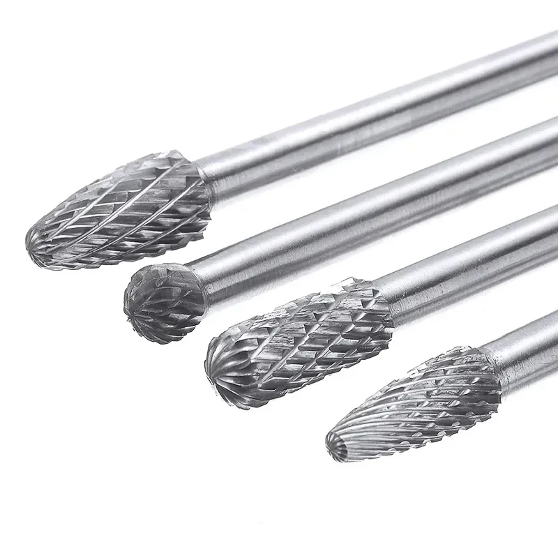 4pcs CDF 8/10mm 헤드 150mm 긴 더블 컷 카바이드 로터리 버 금속 가공용 6mm 섕크 연마 도구 전기 연삭