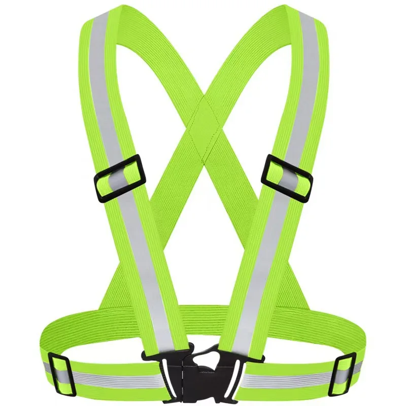 Reflective Safety Vest Lightweight Adjustable Elastic Jacket Strips For Traffic Control Running Cycling