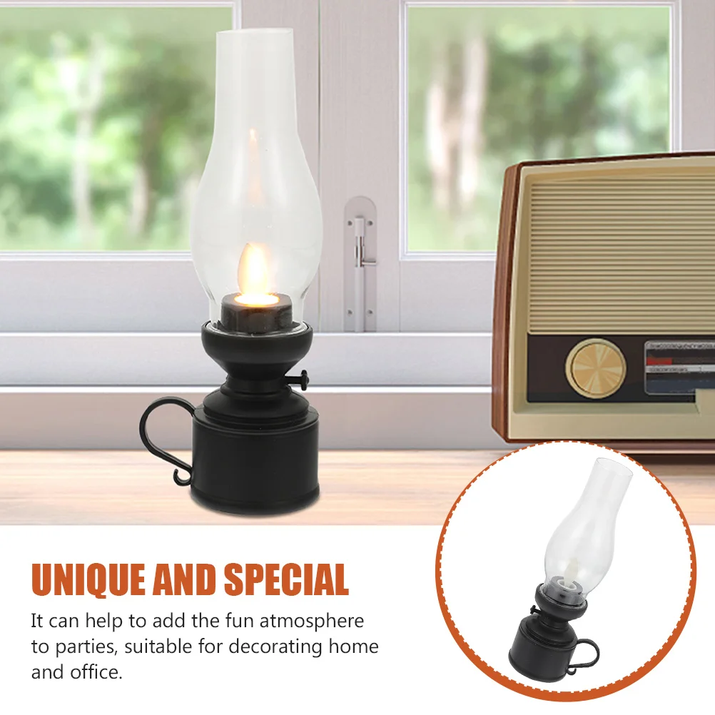 Night Light Lamp Retro Decor LED Kerosene Carry Shaking Rural Vintage