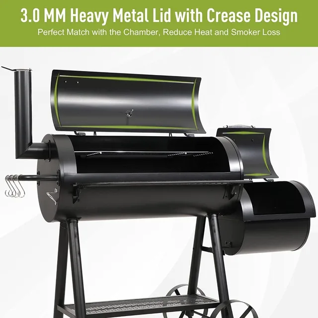 Heavy Duty Offset Smoker Grill 3