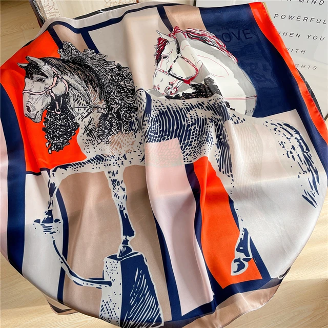 Silk Square Scarf Women Satin Bandana Print  Scarves Head Band Fashion Lady Hair Shawl and Wrap Female Neckerchief Hijab 2022 FJ70-352-2