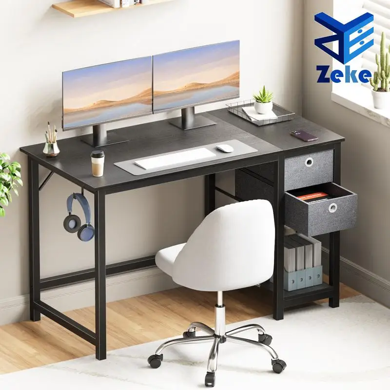 

Zeke Town Computer Desk for Home Office, Study Writing Desk with 2 Drawers, Desk with Storage for Bedroom 40 inch