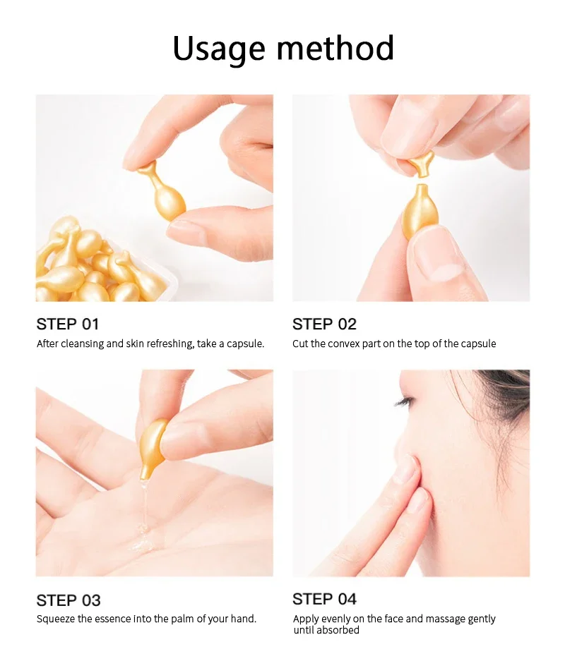 50Pcs Collagen Face Care Capsules Serum Spot Acne Wrinkle Remover Firming Whitening Hyaluronic Acid Essence Korean Skin Care 6