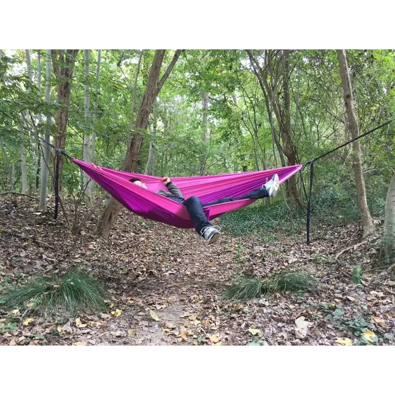 Description Picture 3 of itemSolid Color Parachute Hammock with Hammock straps and Black carabiner Camping Survival travel Double Person outdoor furniture