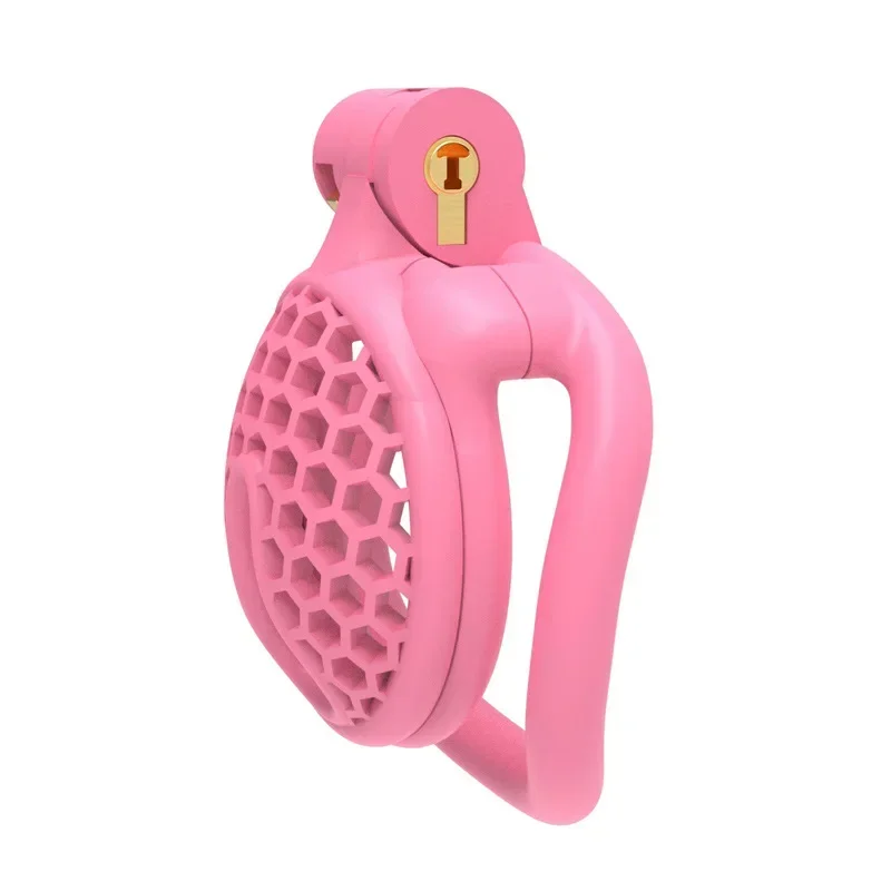 Mini Honeycomb Chastity Lock 4 Size Rings Pink Breathable CB Lock Male Chastity Device Adult Erotica Male Sex Toys
