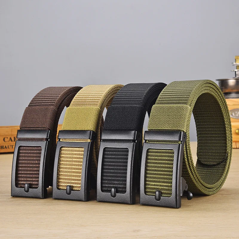 Ratschengürtel für Herren, lässig, 1 3/8 Zoll breit, Schnellverschluss, automatische Schiebeschnalle, Nylon-Gurtband, Geschenke für Papa