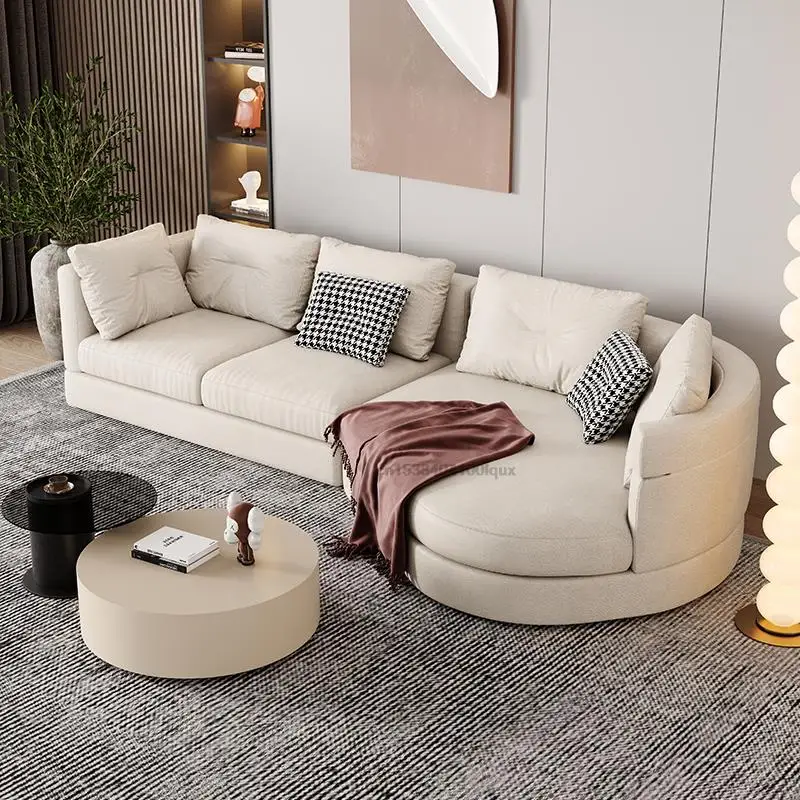 Curved Nordic Technology Fabric Corner Sofa Simple Modern Light Luxury Designer Living Room L-shaped Lounge Chaise Sofa Set
