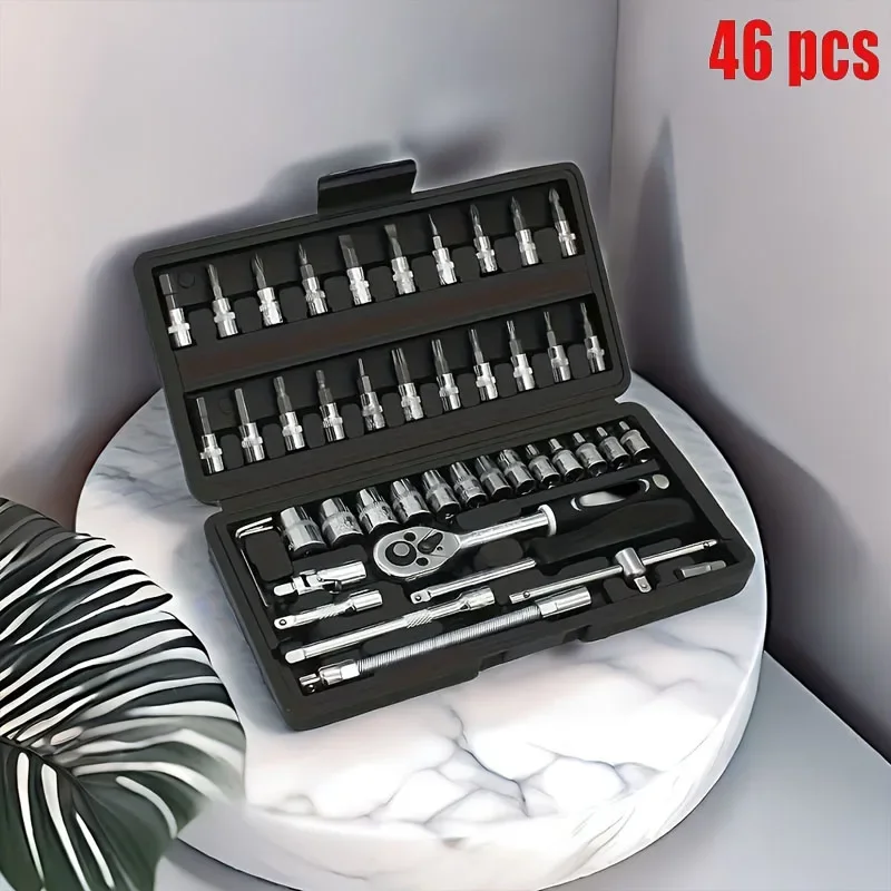 46/53 piece car universal repair kit machine repair car socket wrench toolbox