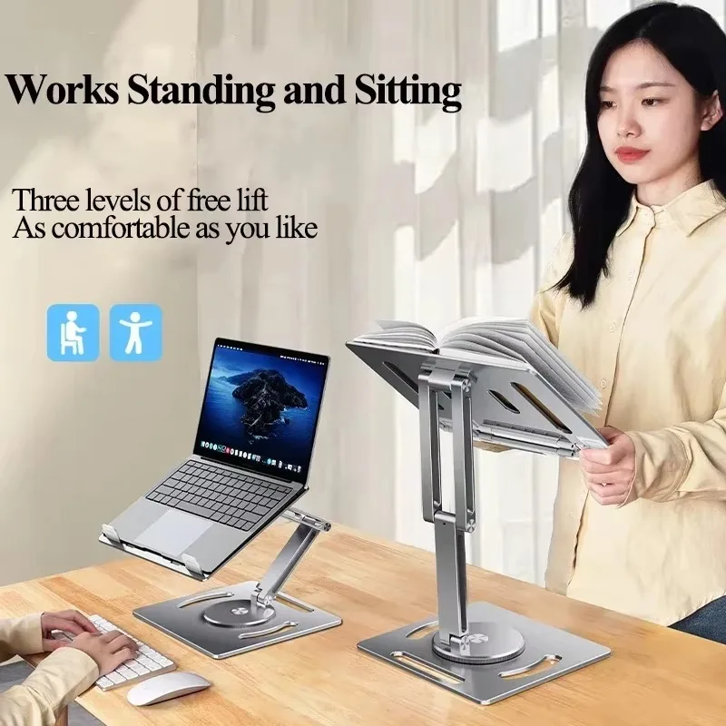 Eary Laptop Stand for Desk with 360 Rotating Swivel Base Aluminium Laptop Riser Holder Fits All 10-17" Laptops Computer MacBook