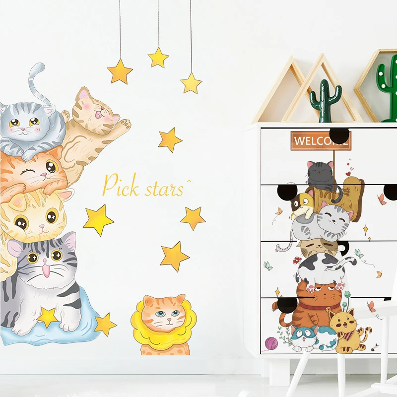 

Hand Paint Style Cartoon Door stickers Animal Wall Stickers for Kids RoomArt Design Decorative Stickers Wall Decals Home Decor