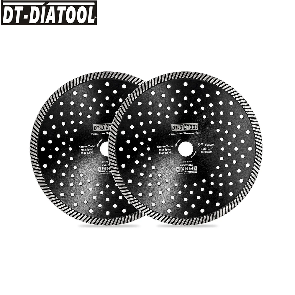 DT-DIATOOL 2 stücke Wet Trocken Diamant Schmale Turbo Multi Loch Sägeblatt Durchmesser 125/230mm Trennscheibe für granit Marmor Beton – Detail 6