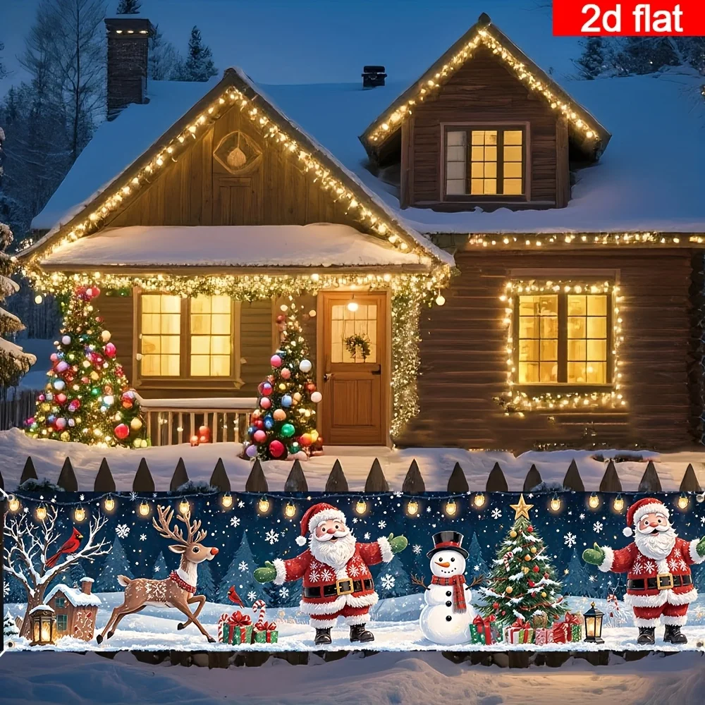Extragroßer Winterwunderland im Freien, Weihnachtsmann, Schneemänner, Hirsch und funkelnde Wirkung – selbstleuchtende Dekoration – Detail 7