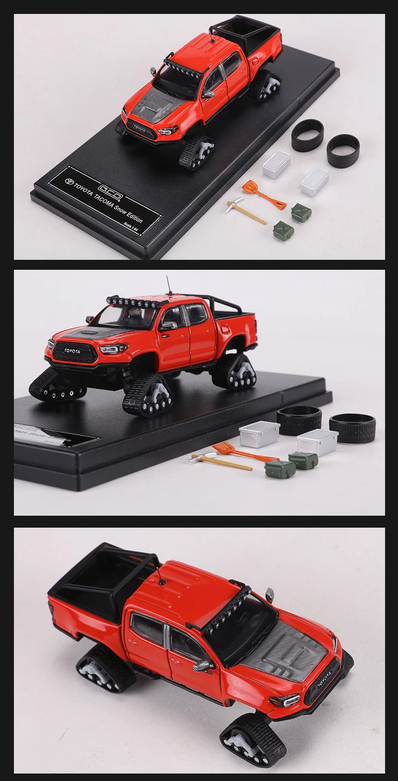 GCD 1:64 Tacoma Snow Car Alloy Model Car Includes Accessories 