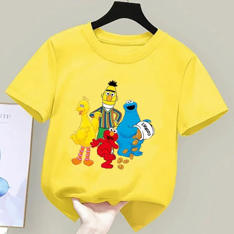 Sesamstraßen-Kindergarten-T-Shirt für Jungen und Mädchen mit niedlichem Cartoon-Motiv von Big Bird, bedruckt mit Jungen und Mädchen im Alter von 2 bis 12 Jahren