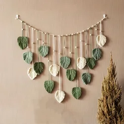 Bohemian Macrame Feather Wall Hanging Art Decoration (A)