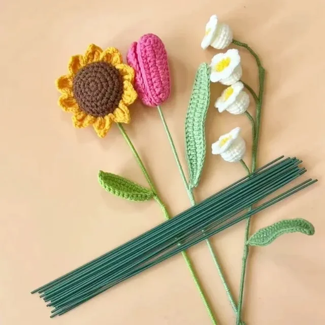 Bâtons de tige de fleur verte 30/40cm, matériel Floral, accessoires de tige en fil faits à la main 4
