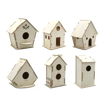 DIY Handmade Wood Bird Nest House Graffiti Wooden Bird Nest Bird Cage Outdoor Hanging Outdoor Bird House For Hummingbird