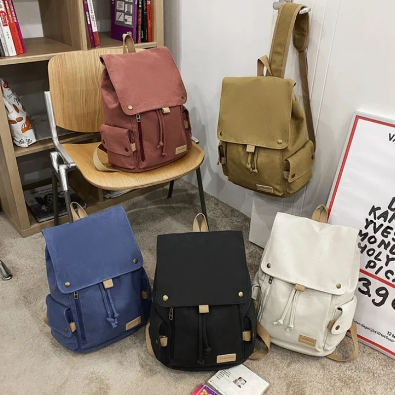 

Женский модный бежевый холщовый рюкзак, Мужская контрастная дорожная сумка, школьная сумка для колледжа и девочек, сумка для ноутбука, студ...