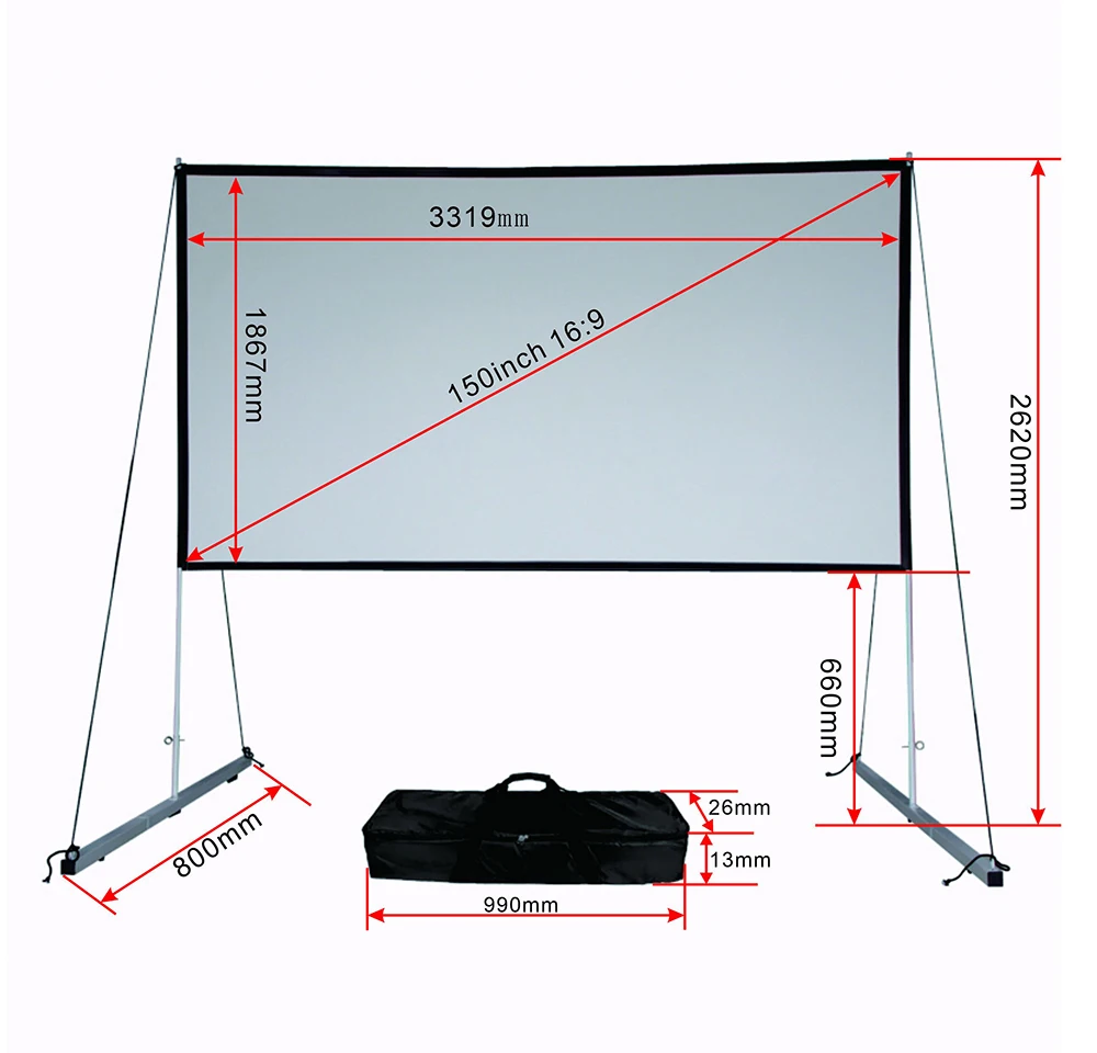 120-Zoll-Projektionswand, tragbarer Dia-Screen-Projektor mit Ständer