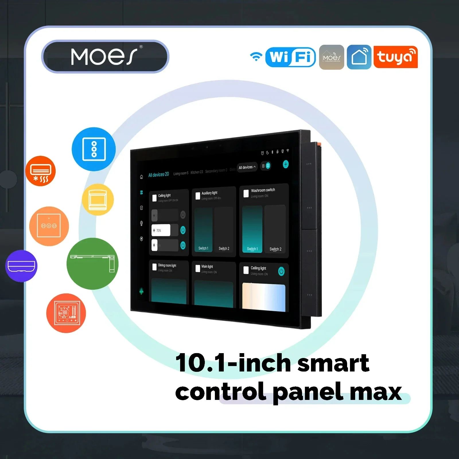 

MOES Tuya Smart Home Control Panel Max 10.1inch Touch Screen with Bluetooth Zigbee Gateway Built-in Building Intercom Compatible