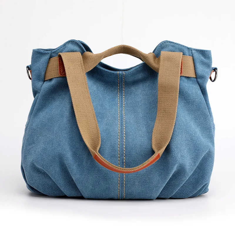 New European and American Cross border Canvas Women's One Shoulder Casual Crossbody Canvas Large Capacity Casual Bag