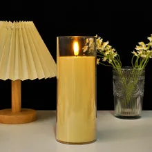 LED عديمة اللهب الشموع الكهربائية مصباح الاكريليك...